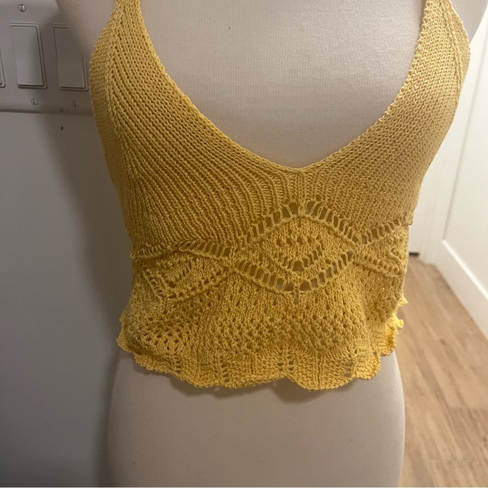 Zara Crochet Tank Top Yellow Stylish summer fashion